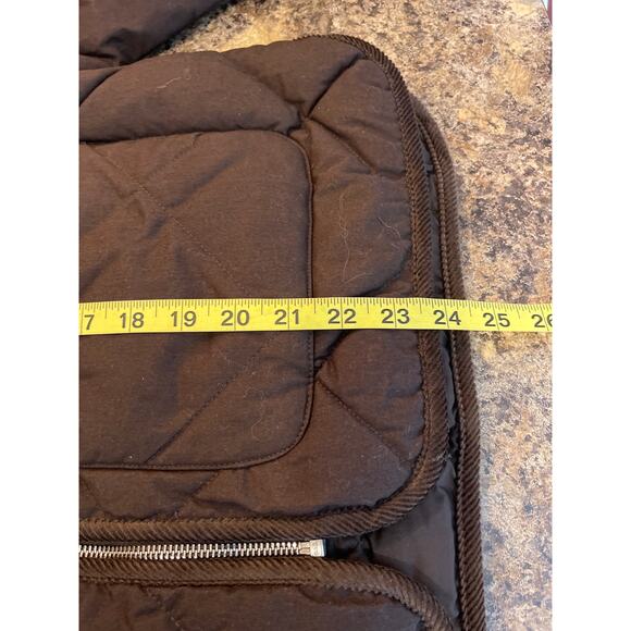 H&M Women Small Quilted Jacket Dark Brown Corduroy Collar Boxy Fit - Picture 11 of 11